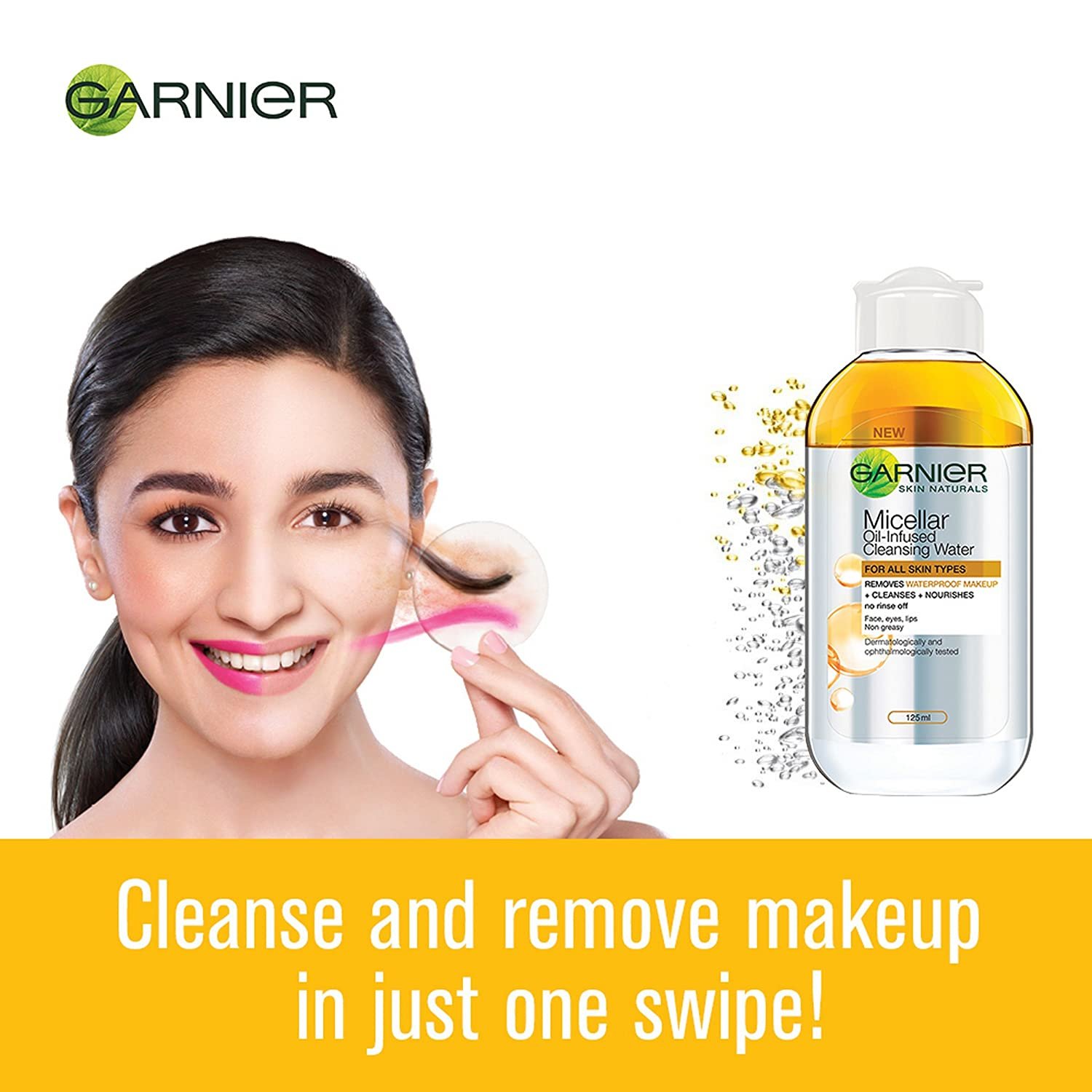 Garnier Micellar Water Removes Makeup in One Swipe
